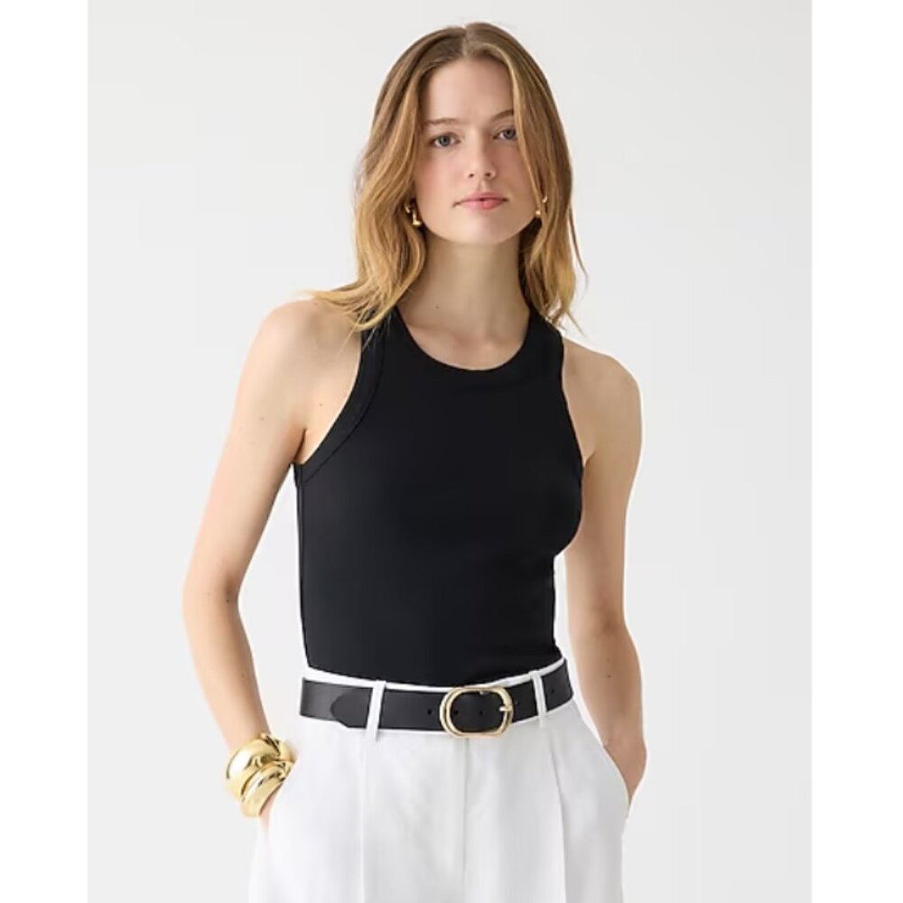 J.Crew Perfect Fit High Neck Tank Black Small NWT